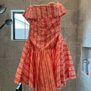 Pink and White Strapless Dress